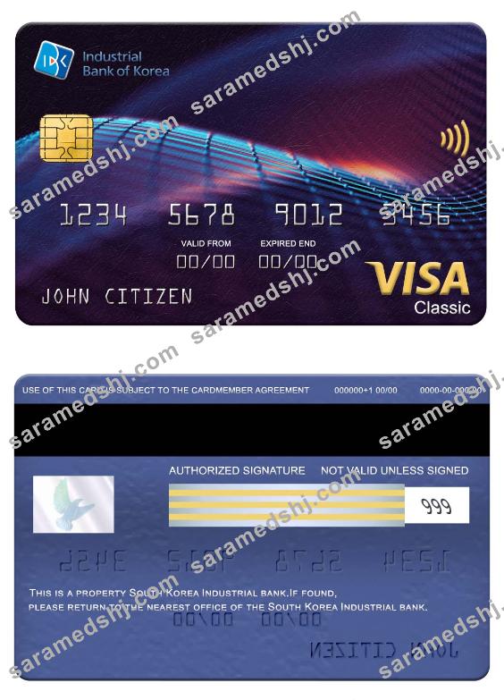 South Korea Industrial Bank visa classic card